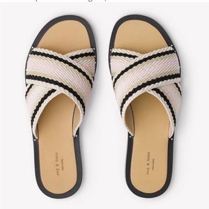 rag & bone Cream and Black Braided Crossband Sandals